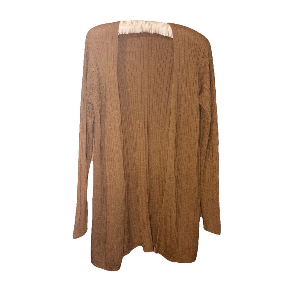 L’espoir Women’s Japanese Tan Beige Open Front Knit Cardigan Sweater Size  L